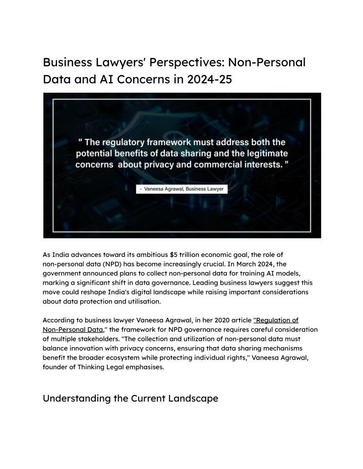 business lawyers perspectives non personal data n.w