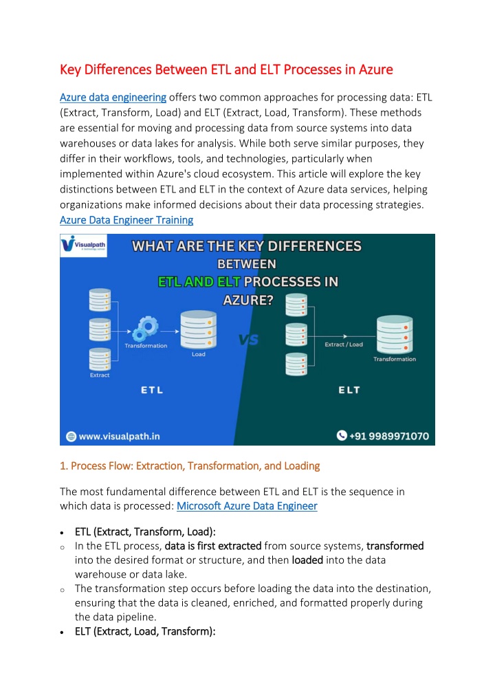key differences between etl and elt processes n.w