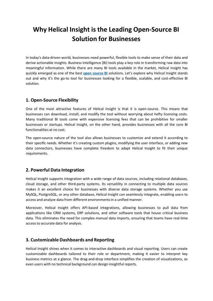 Why Helical Insight is the Leading Open Source BI Solution for Businesses