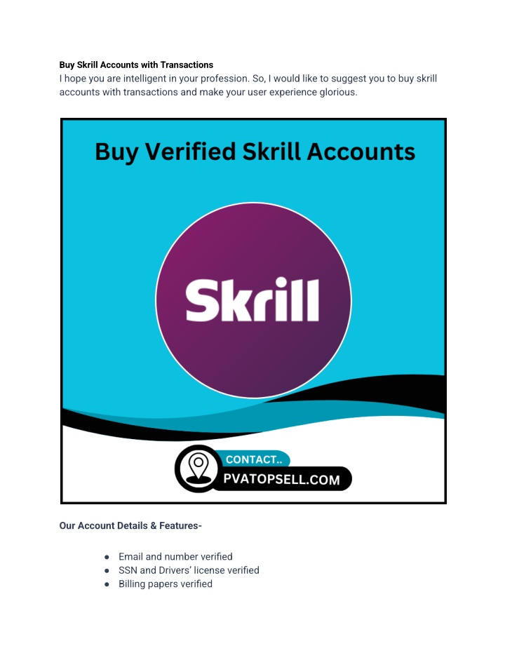 buy skrill accounts with transactions i hope n.w