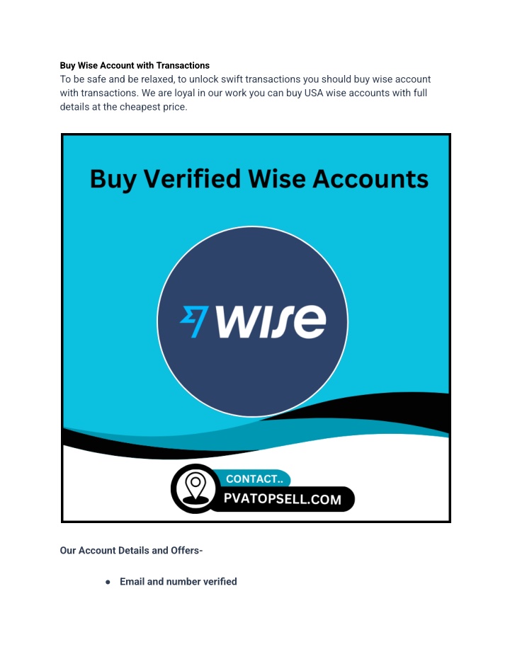 buy wise account with transactions to be safe n.w