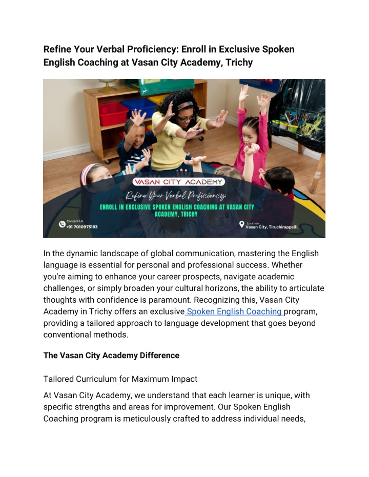 refine your verbal proficiency enroll n.w