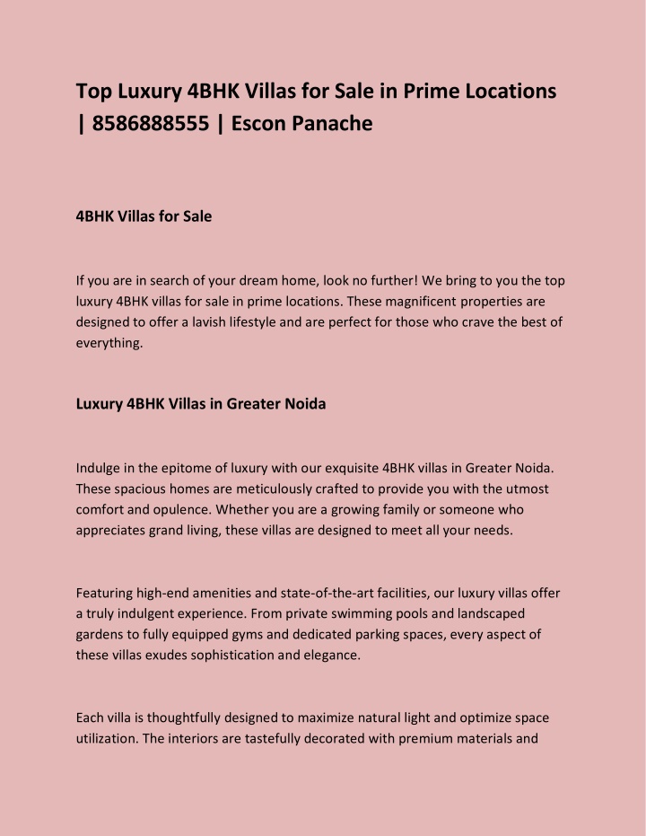 top luxury 4bhk villas for sale in prime n.w
