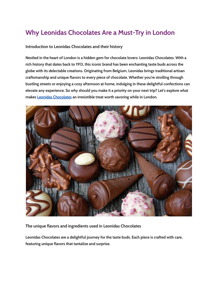 why leonidas chocolates are a must try in london n.w