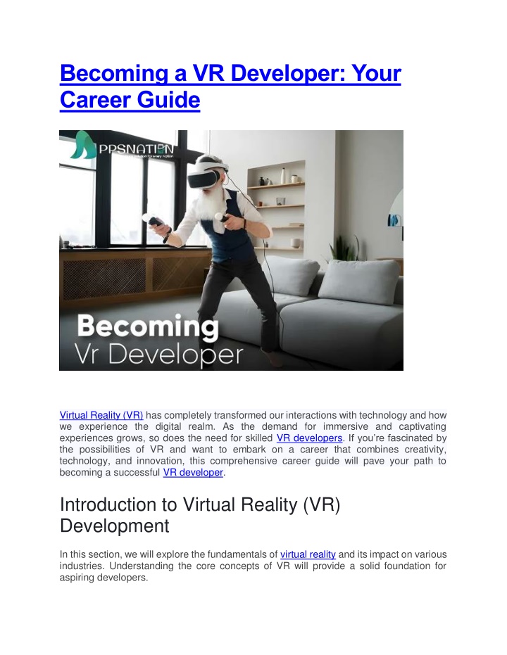 becoming a vr developer your career guide n.w