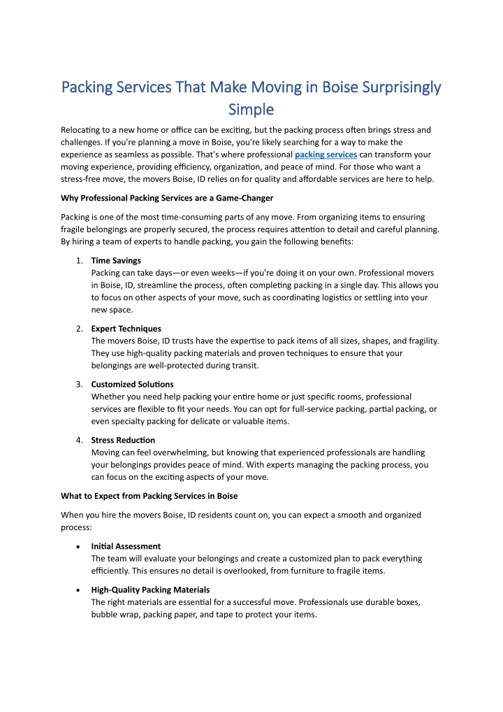 packing services that make moving in boise n.w