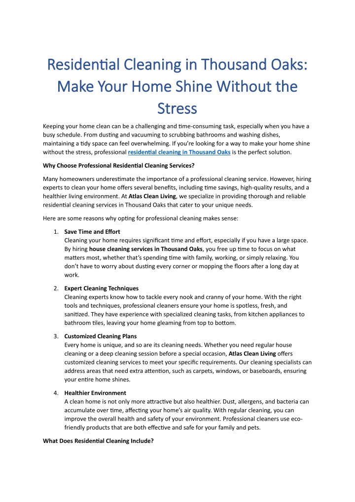 residential cleaning in thousand oaks residential n.w