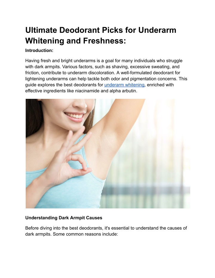 ultimate deodorant picks for underarm whitening n.w