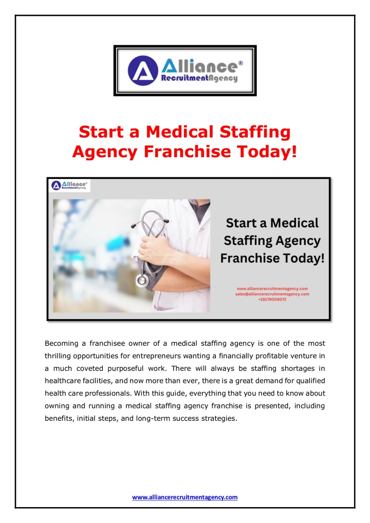 start a medical staffing agency franchise today n.w