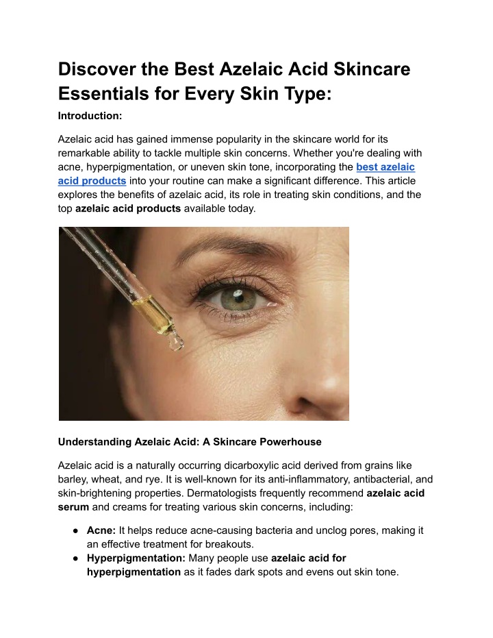 discover the best azelaic acid skincare n.w