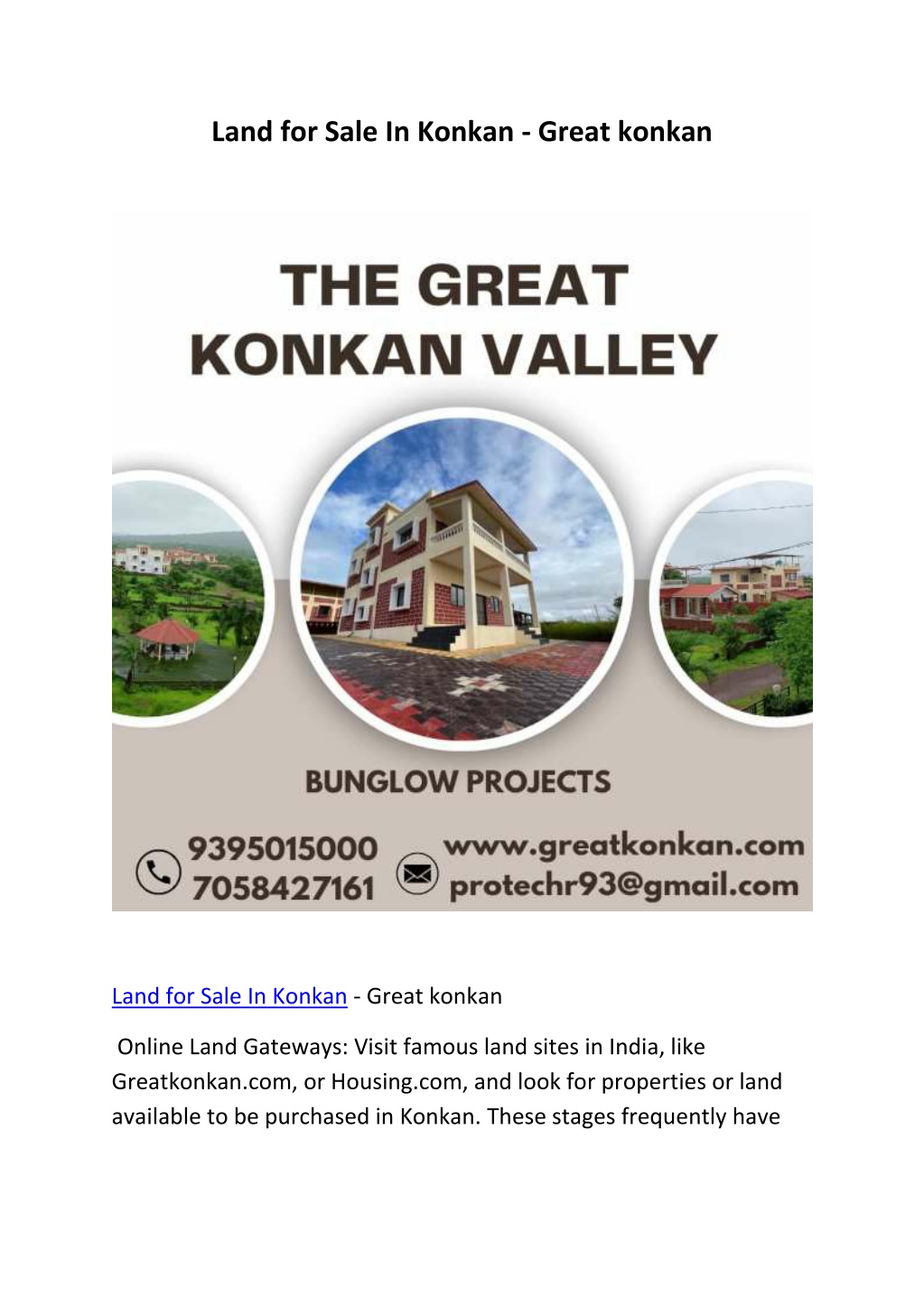 land for sale in konkan great konkan n.w