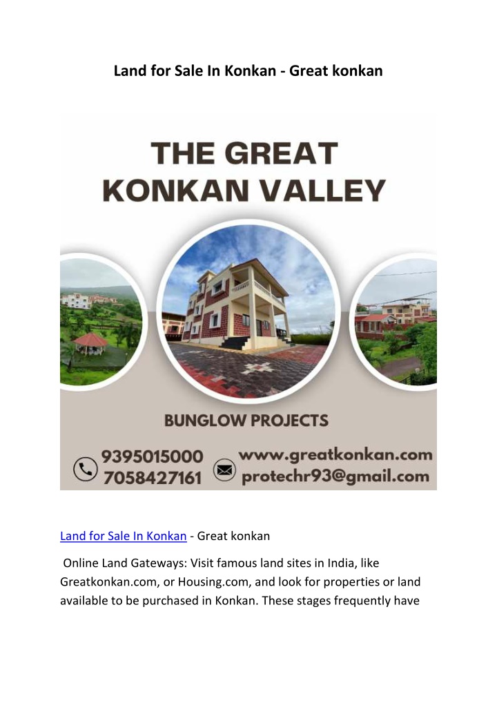 land for sale in konkan great konkan n.w