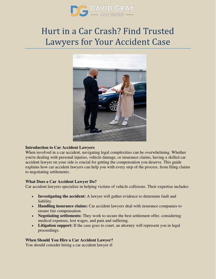hurt in a car crash find trusted lawyers for your n.w