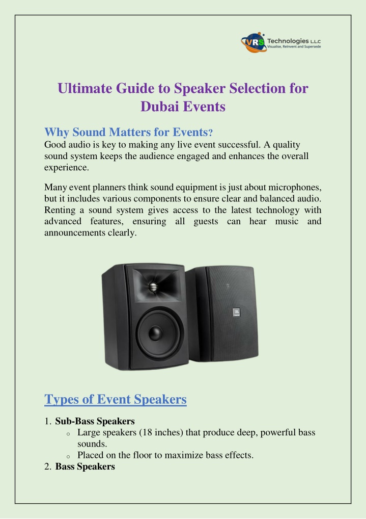 ultimate guide to speaker selection for dubai n.w
