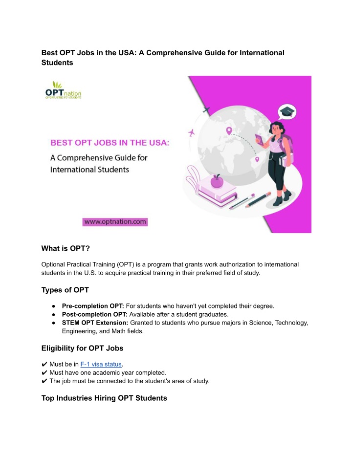 best opt jobs in the usa a comprehensive guide n.w