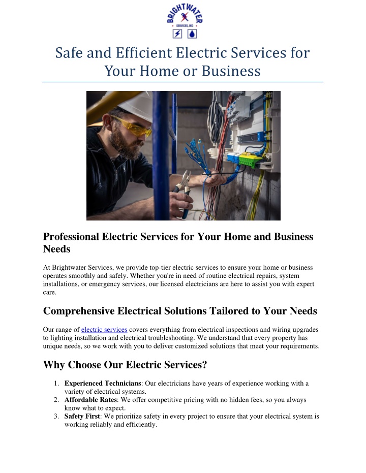 safe and efficient electric services for your n.w
