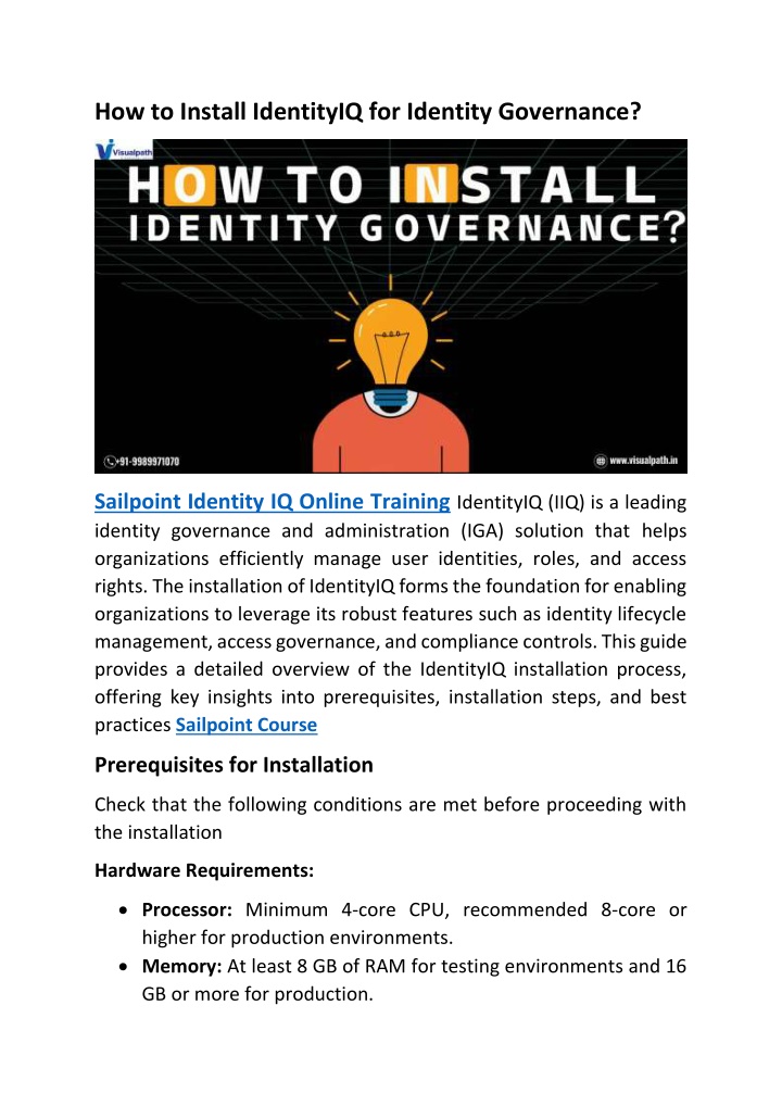 how to install identityiq for identity governance n.w