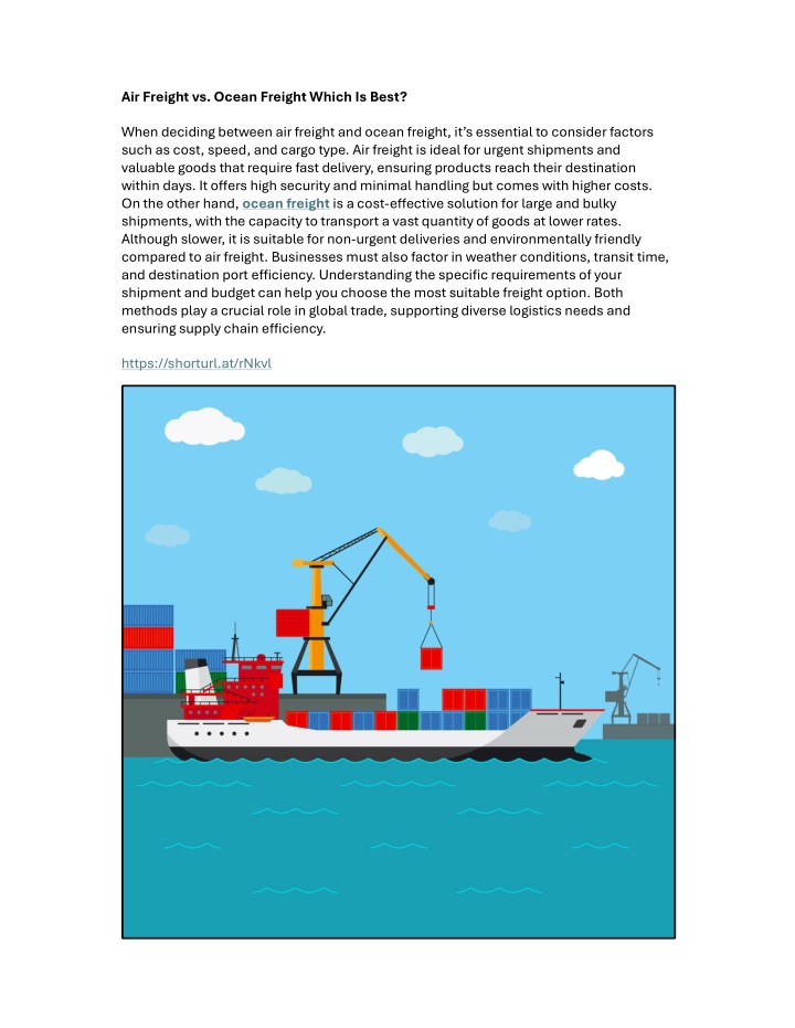 air freight vs ocean freight which is best n.w