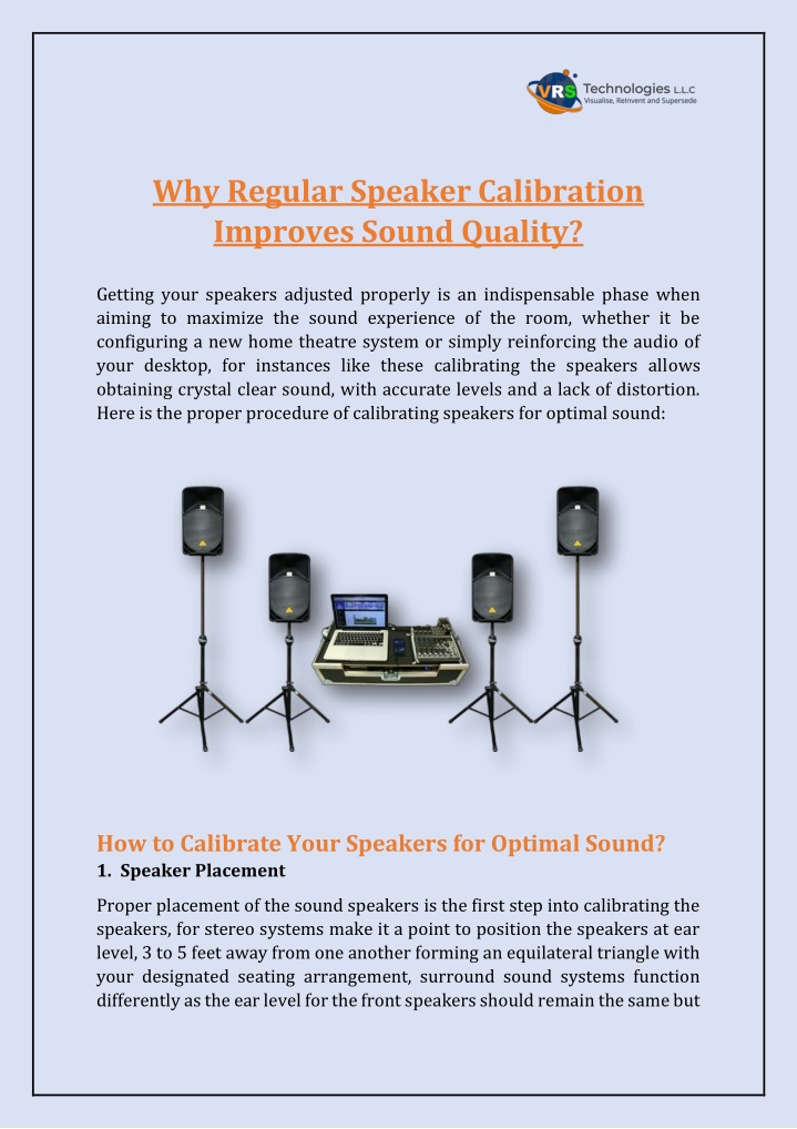 why regular speaker calibration improves sound n.w