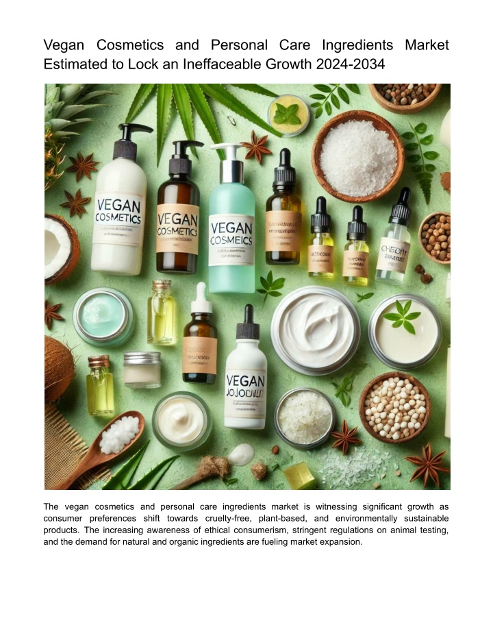 vegan cosmetics and personal care ingredients n.w