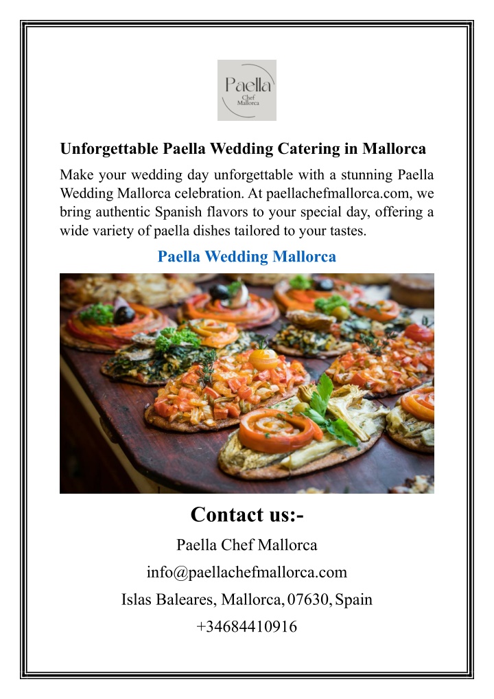 unforgettable paella wedding catering in mallorca n.w