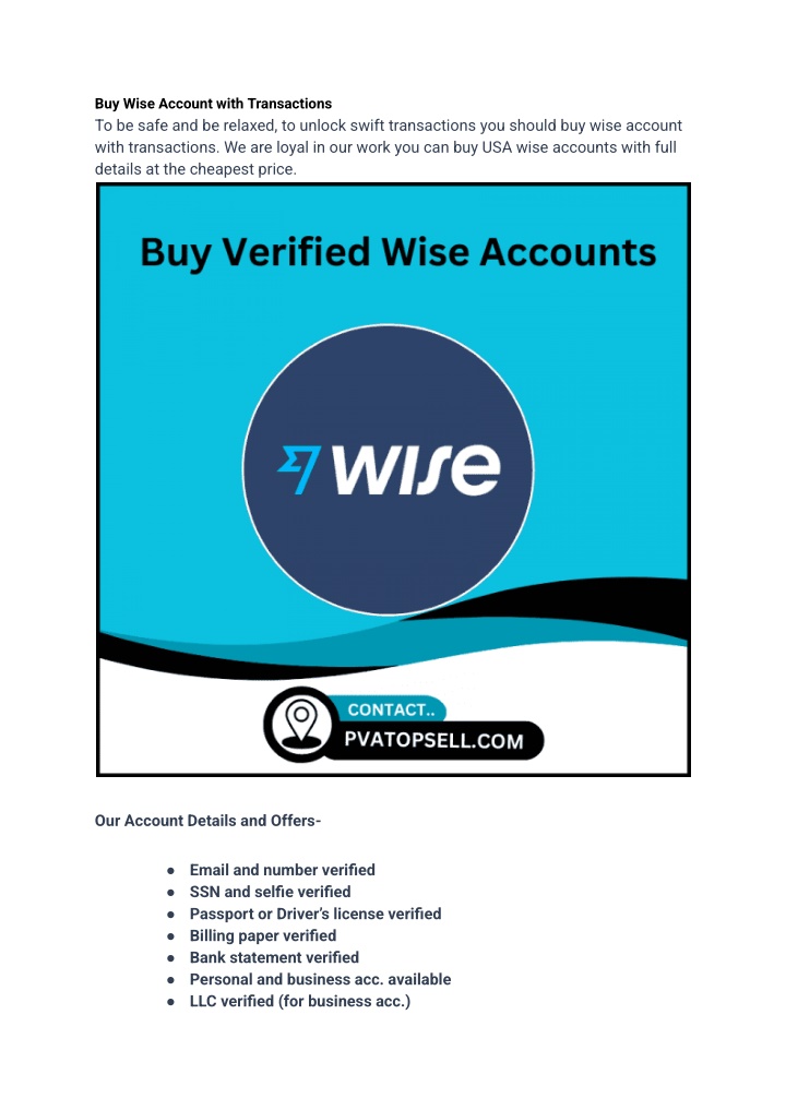 buy wise account with transactions to be safe n.w
