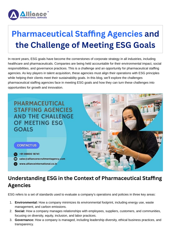 pharmaceutical sta ng agencies and the challenge n.w