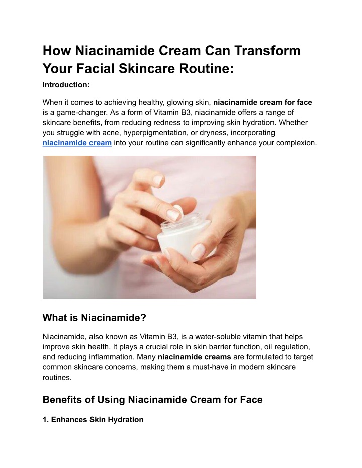 how niacinamide cream can transform your facial n.w