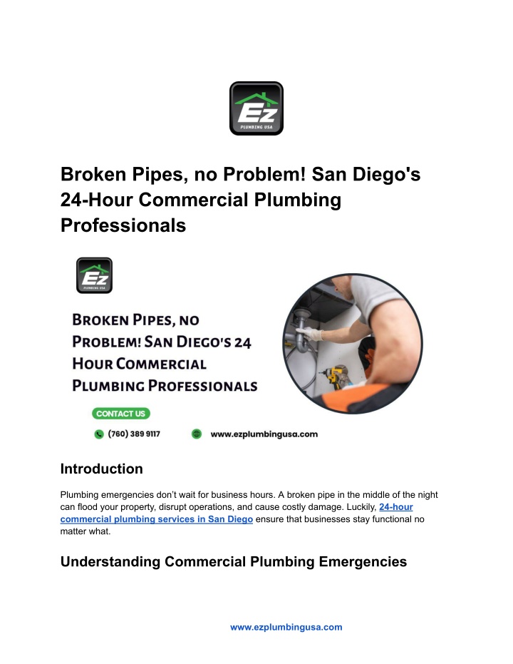 broken pipes no problem san diego s 24 hour n.w