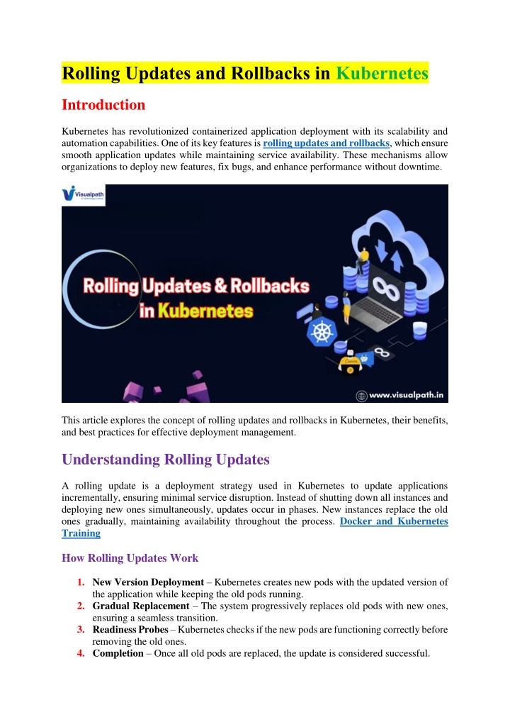 rolling updates and rollbacks in kubernetes n.w