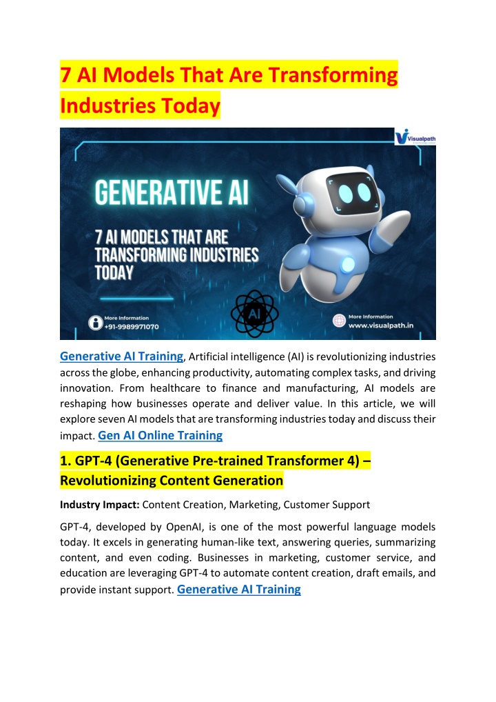 7 ai models that are transforming industries today n.w