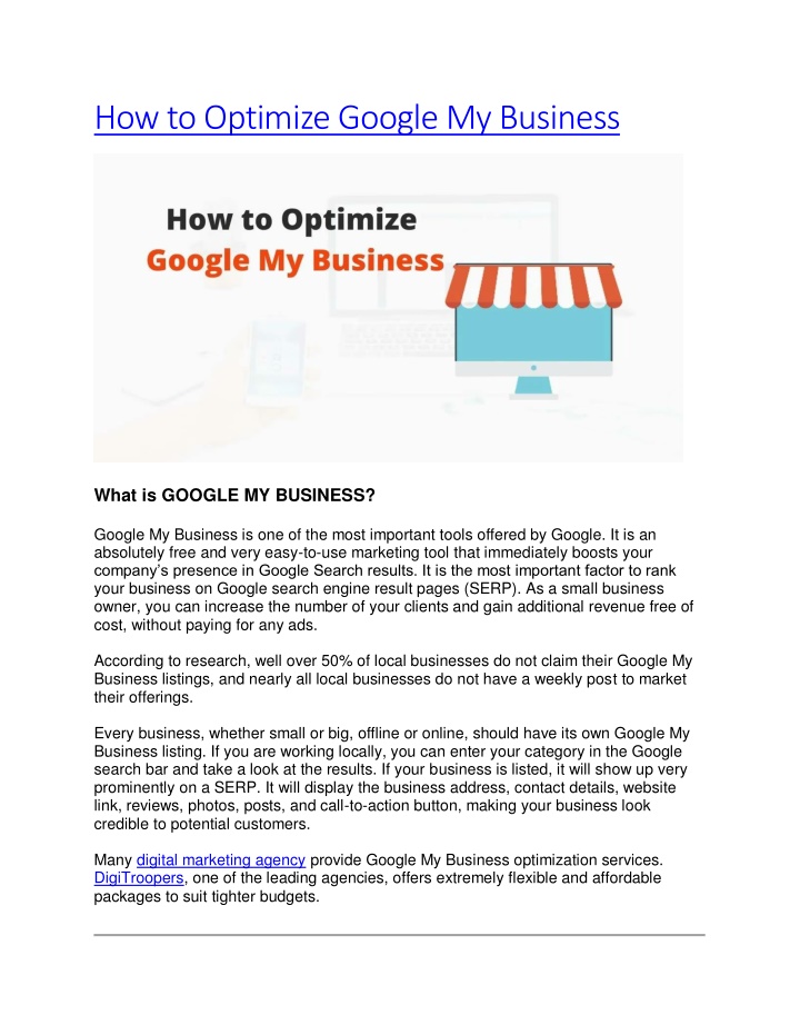 how to optimize google my business n.w