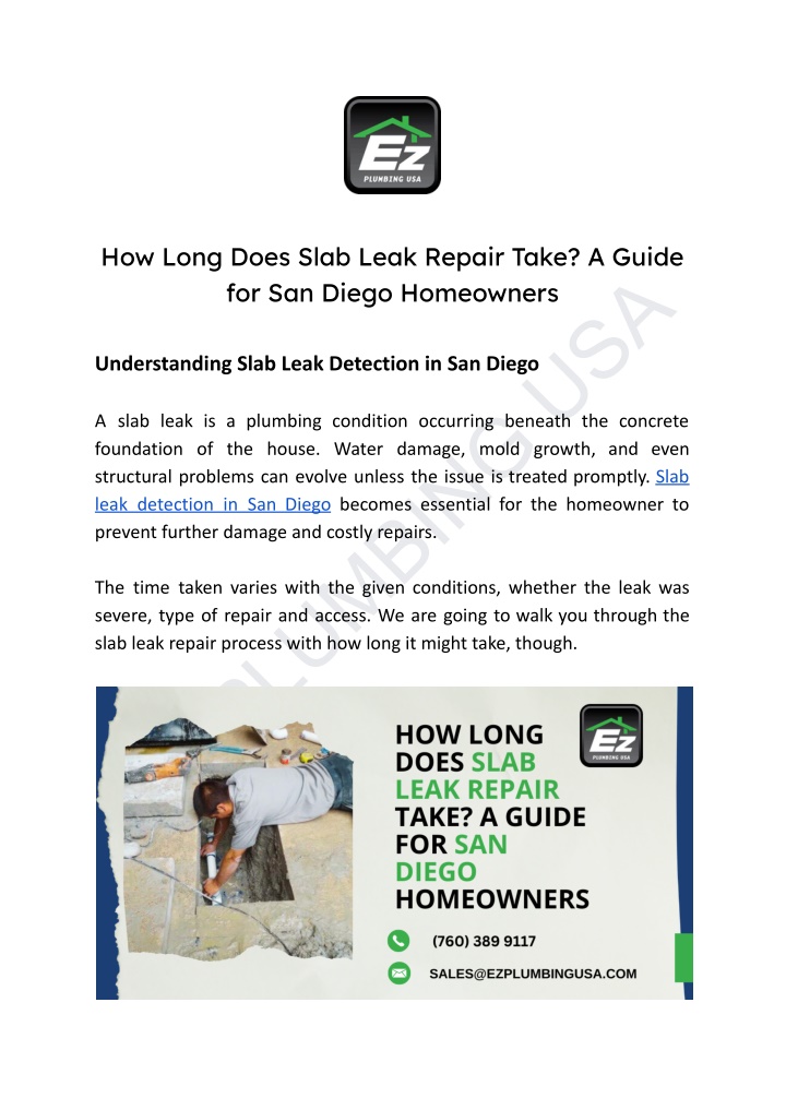 how long does slab leak repair take a guide n.w