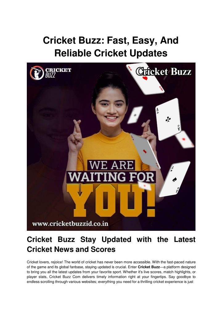 Cricket Buzz_ Fast, Easy, And Reliable Cricket Updates
