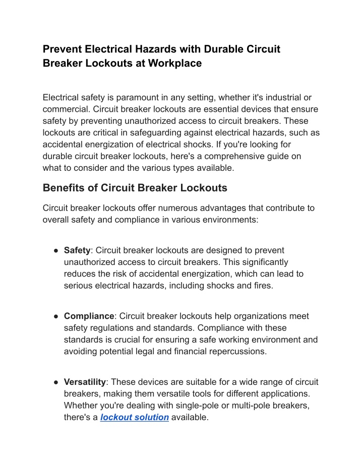 prevent electrical hazards with durable circuit n.w