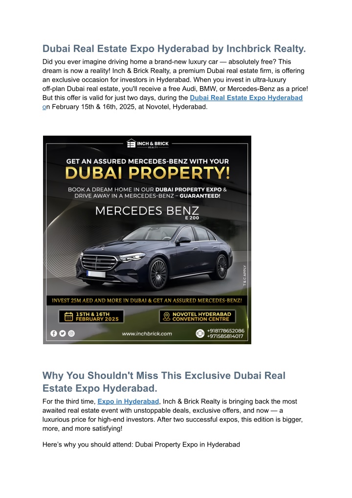 dubai real estate expo hyderabad by inchbrick n.w