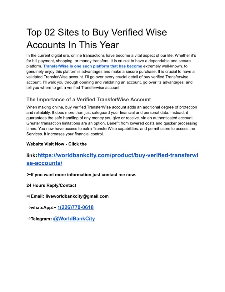 top 02 sites to buy verified wise accounts n.w