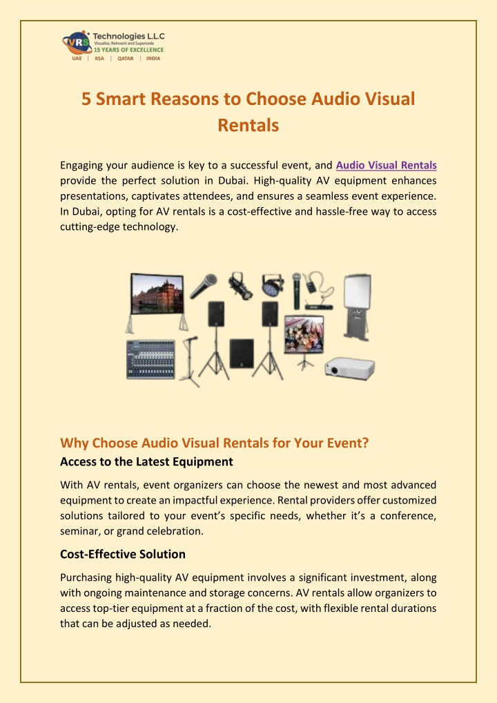 5 smart reasons to choose audio visual rentals n.w
