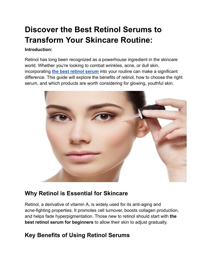 discover the best retinol serums to transform n.w