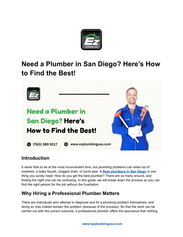 need a plumber in san diego here s how to find n.w
