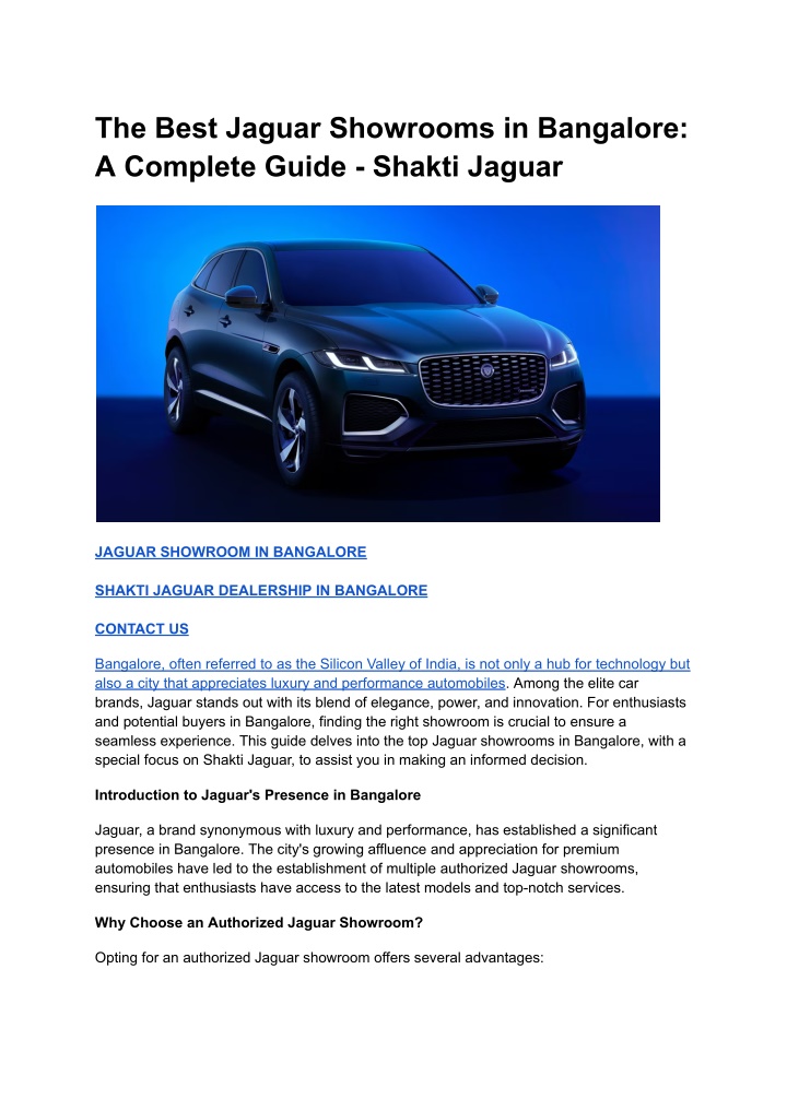 the best jaguar showrooms in bangalore a complete n.w