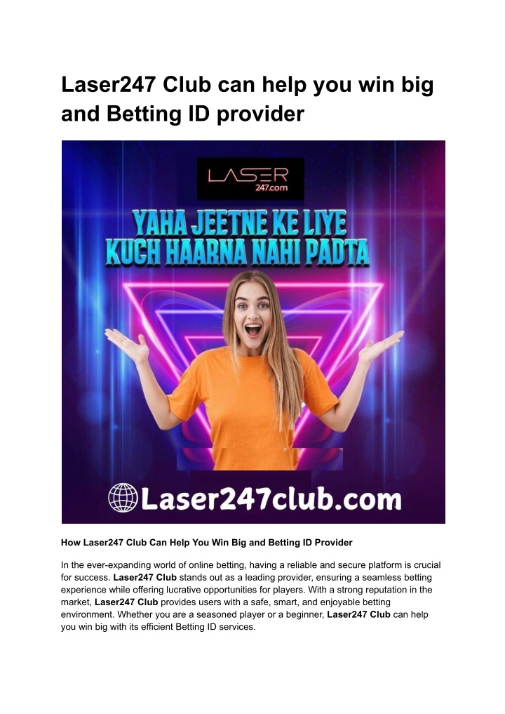 laser247 club can help you win big and betting n.w
