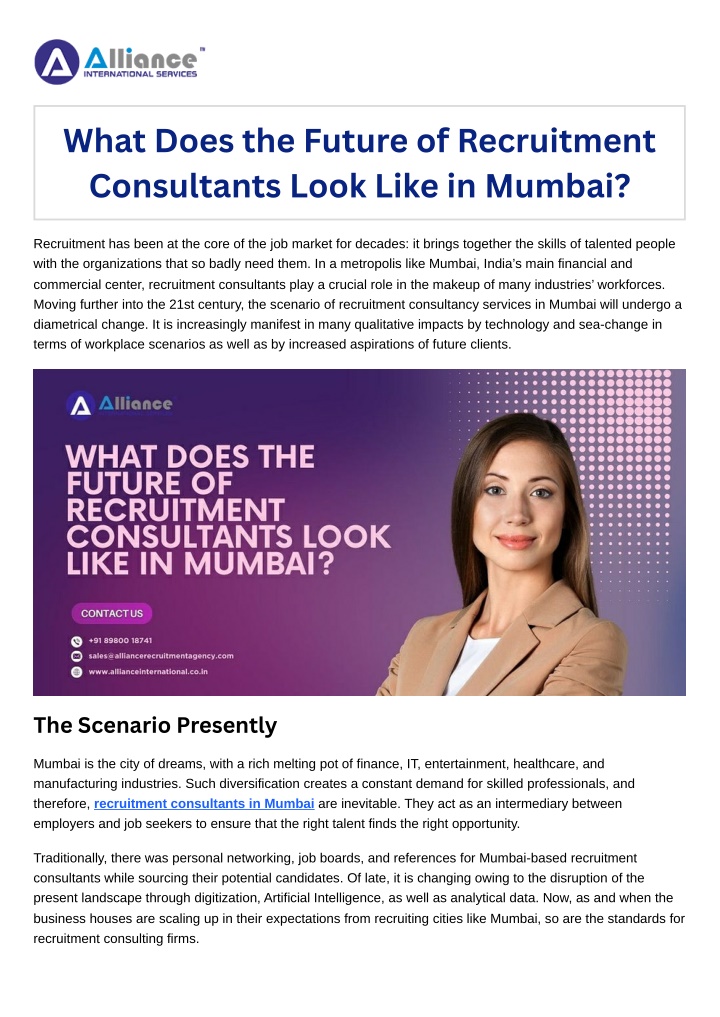 what does the future of recruitment consultants n.w