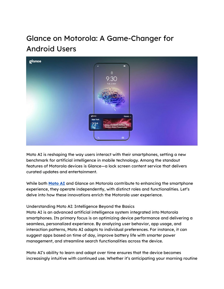 glance on motorola a game changer for android n.w
