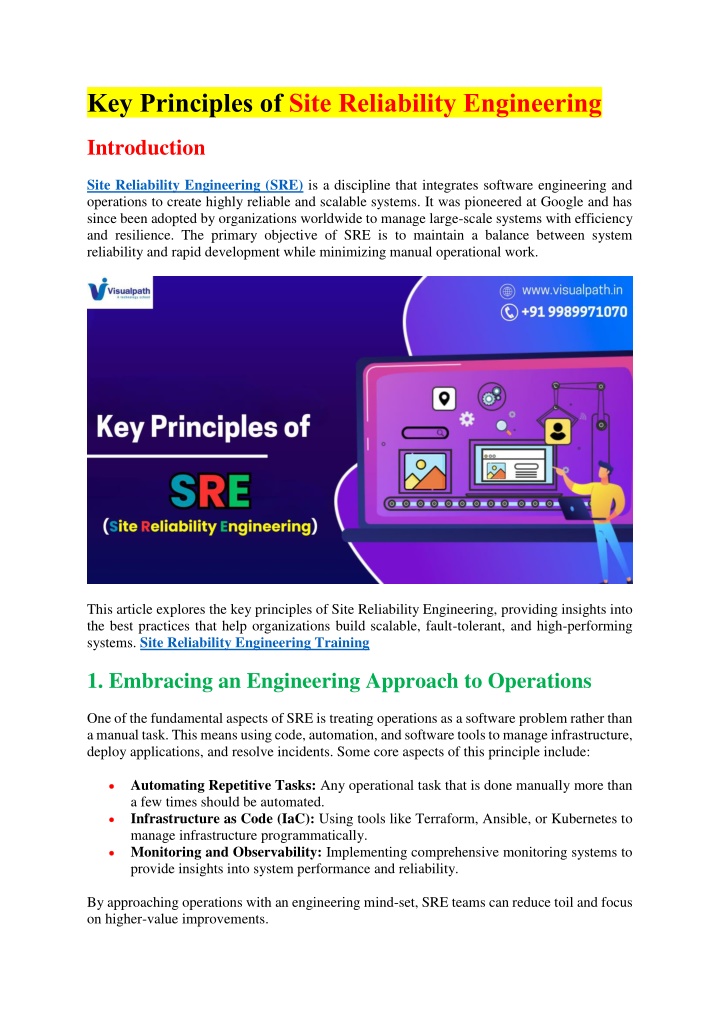 key principles of site reliability engineering n.w