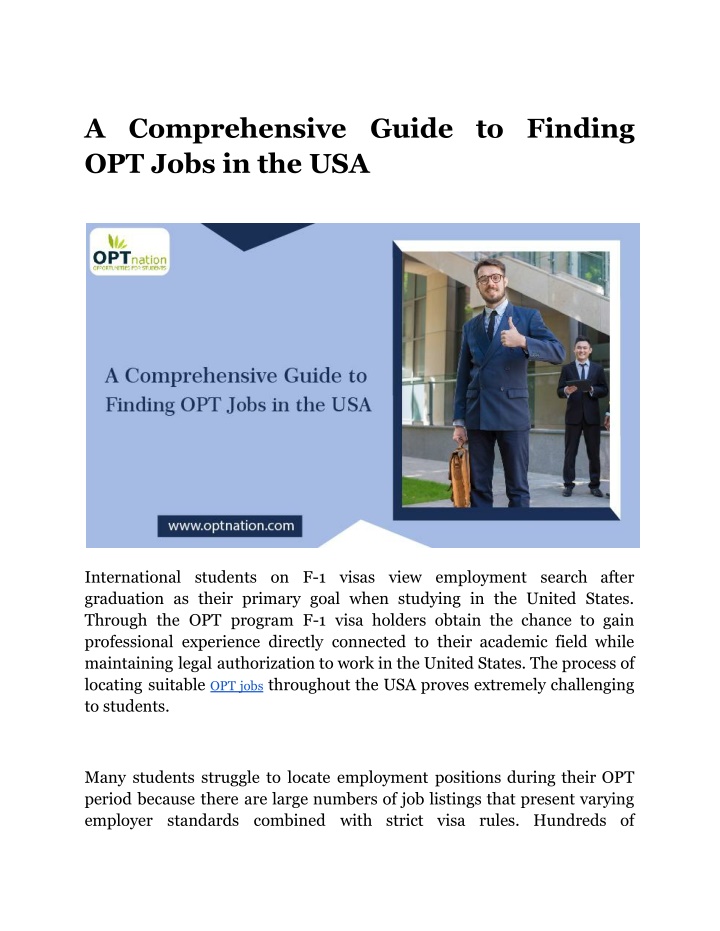 a comprehensive guide to finding opt jobs n.w