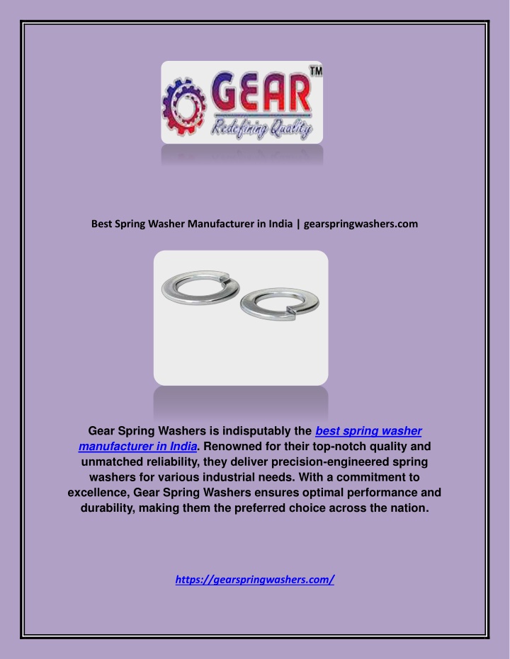 best spring washer manufacturer in india n.w