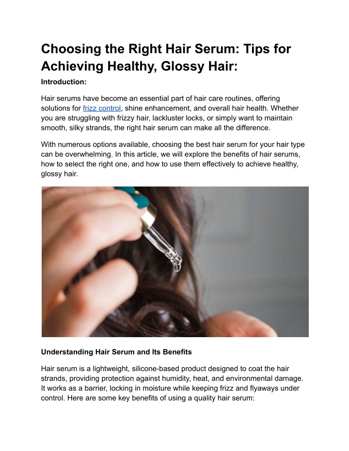 choosing the right hair serum tips for achieving n.w