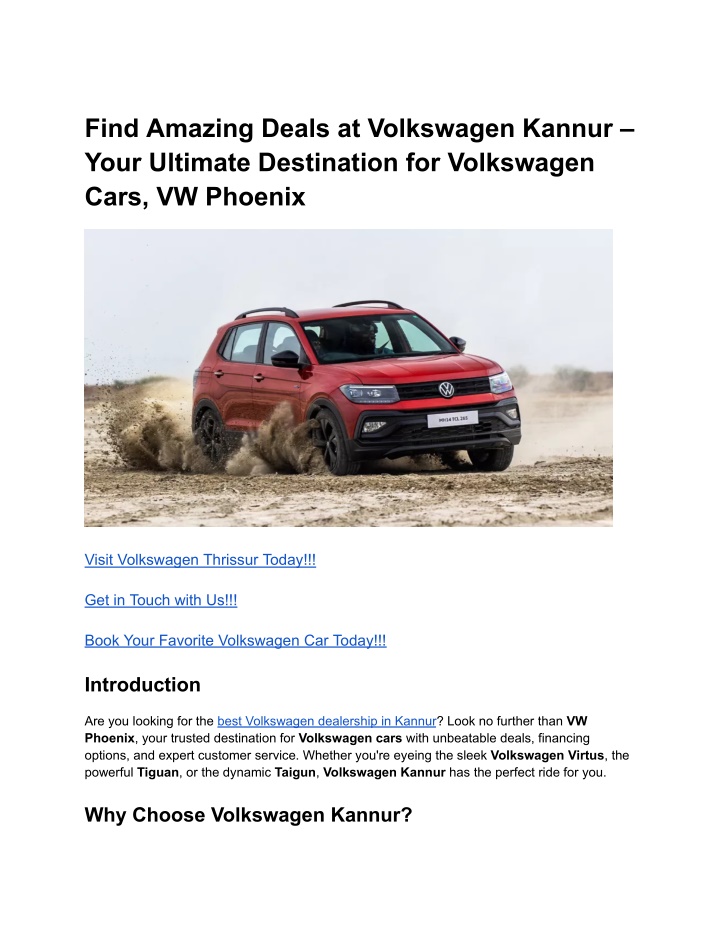 find amazing deals at volkswagen kannur your n.w