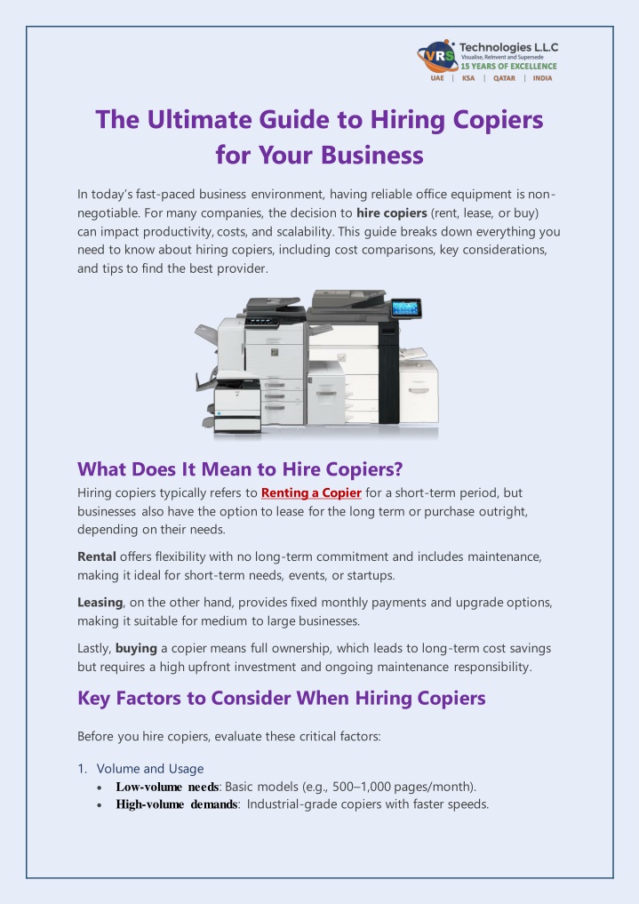 the ultimate guide to hiring copiers for your n.w